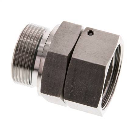 35L & G1-1/4'' RVS Rechte Draaidoorvoer Buitendraad 160bar FKM O-ring en Afdichtconus Verstelbaar ISO 8434-1