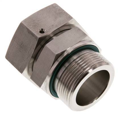42L & G1-1/2'' RVS Rechte Draaidoorvoer Buitendraad 160bar FKM O-ring en Afdichtconus Verstelbaar ISO 8434-1