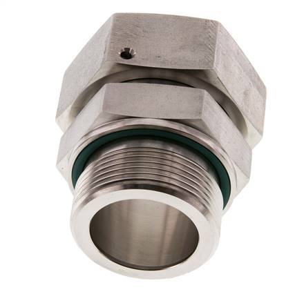 42L & G1-1/2'' RVS Rechte Draaidoorvoer Buitendraad 160bar FKM O-ring en Afdichtconus Verstelbaar ISO 8434-1