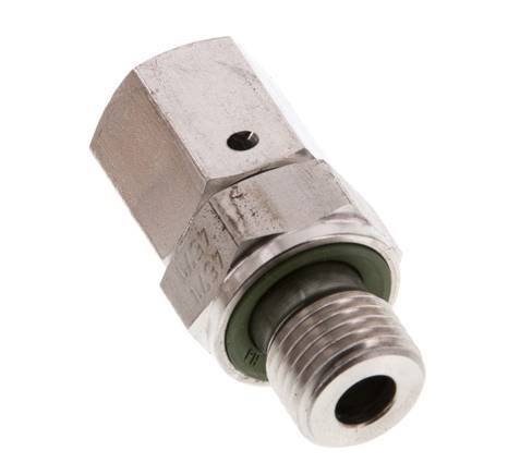 6S & G1/4'' RVS Rechte Draaidoorvoer Buitendraad 630bar FKM O-ring en Afdichtconus Verstelbaar ISO 8434-1