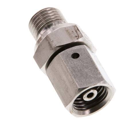 6S & G1/4'' RVS Rechte Draaidoorvoer Buitendraad 630bar FKM O-ring en Afdichtconus Verstelbaar ISO 8434-1