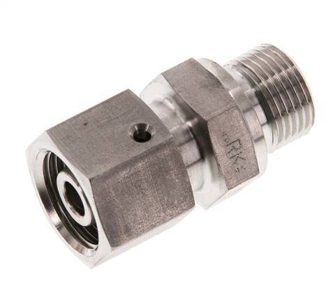 10S & G3/8'' RVS Rechte Draaidoorvoer Buitendraad 630bar FKM O-ring en Afdichtconus Verstelbaar ISO 8434-1