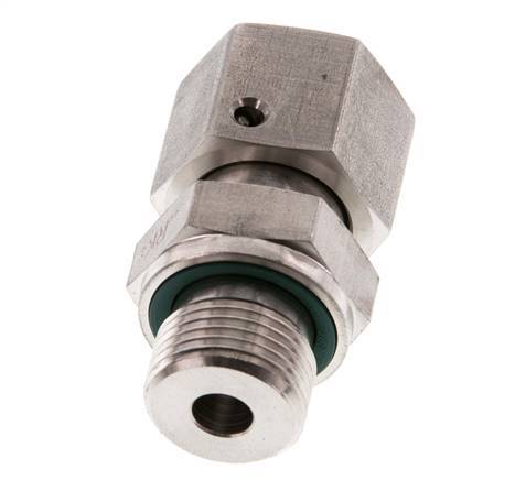 10S & G3/8'' RVS Rechte Draaidoorvoer Buitendraad 630bar FKM O-ring en Afdichtconus Verstelbaar ISO 8434-1