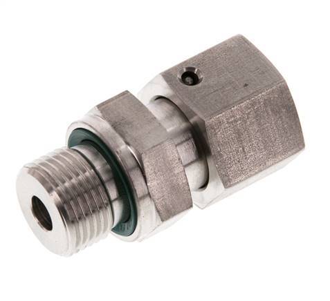 10S & G3/8'' RVS Rechte Draaidoorvoer Buitendraad 630bar FKM O-ring en Afdichtconus Verstelbaar ISO 8434-1