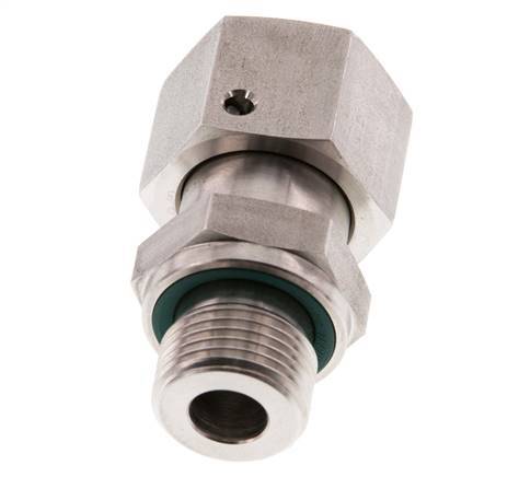 12S & G3/8'' RVS Rechte Draaidoorvoer Buitendraad 630bar FKM O-ring en Afdichtconus Verstelbaar ISO 8434-1