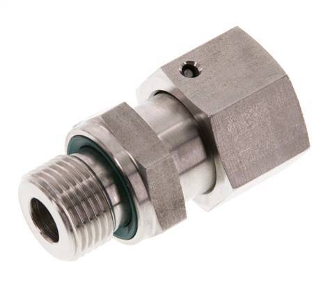12S & G3/8'' RVS Rechte Draaidoorvoer Buitendraad 630bar FKM O-ring en Afdichtconus Verstelbaar ISO 8434-1