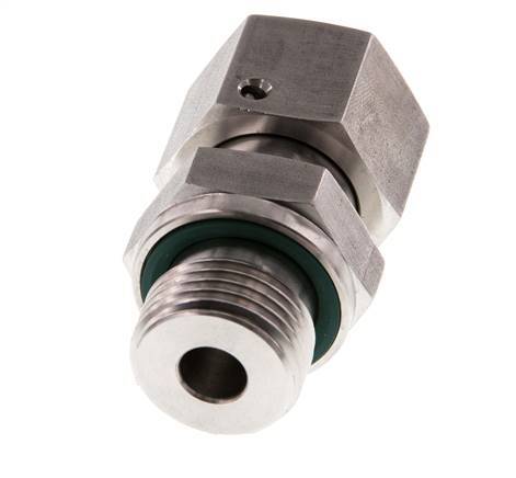 14S & G1/2'' RVS Rechte Draaidoorvoer Buitendraad 630bar FKM O-ring en Afdichtconus Verstelbaar ISO 8434-1