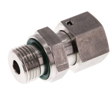 14S & G1/2'' RVS Rechte Draaidoorvoer Buitendraad 630bar FKM O-ring en Afdichtconus Verstelbaar ISO 8434-1