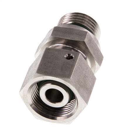 14S & G1/2'' RVS Rechte Draaidoorvoer Buitendraad 630bar FKM O-ring en Afdichtconus Verstelbaar ISO 8434-1