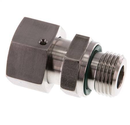 20S & G3/4'' RVS Rechte Draaidoorvoer Buitendraad 400bar FKM O-ring en Afdichtconus Verstelbaar ISO 8434-1