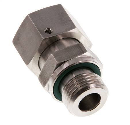 20S & G3/4'' RVS Rechte Draaidoorvoer Buitendraad 400bar FKM O-ring en Afdichtconus Verstelbaar ISO 8434-1