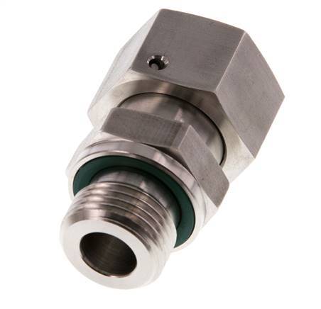 20S & G3/4'' RVS Rechte Draaidoorvoer Buitendraad 400bar FKM O-ring en Afdichtconus Verstelbaar ISO 8434-1