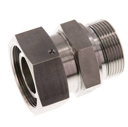 38S & G1-1/2'' RVS Rechte Draaidoorvoer Buitendraad 315bar FKM O-ring en Afdichtconus Verstelbaar ISO 8434-1