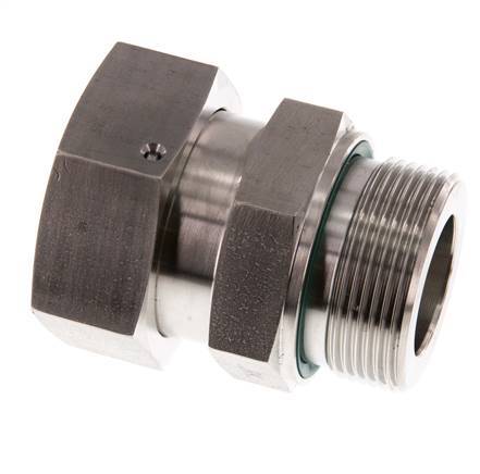38S & G1-1/2'' RVS Rechte Draaidoorvoer Buitendraad 315bar FKM O-ring en Afdichtconus Verstelbaar ISO 8434-1