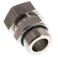 38S & G1-1/2'' RVS Rechte Draaidoorvoer Buitendraad 315bar FKM O-ring en Afdichtconus Verstelbaar ISO 8434-1