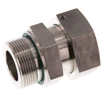 38S & G1-1/2'' RVS Rechte Draaidoorvoer Buitendraad 315bar FKM O-ring en Afdichtconus Verstelbaar ISO 8434-1