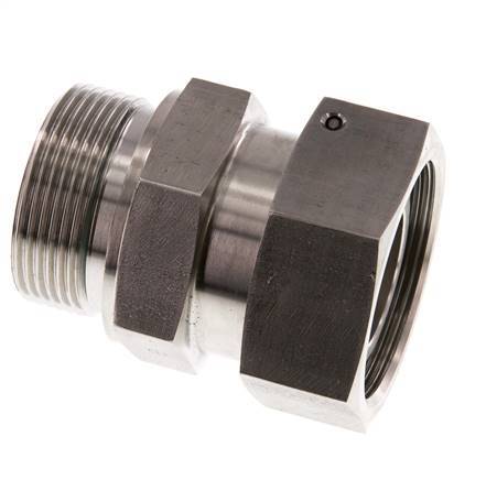 38S & G1-1/2'' RVS Rechte Draaidoorvoer Buitendraad 315bar FKM O-ring en Afdichtconus Verstelbaar ISO 8434-1