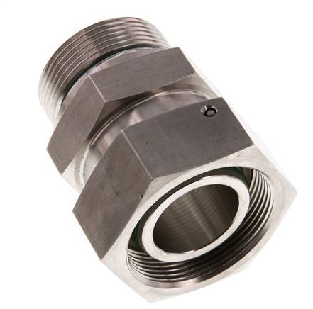 38S & G1-1/2'' RVS Rechte Draaidoorvoer Buitendraad 315bar FKM O-ring en Afdichtconus Verstelbaar ISO 8434-1