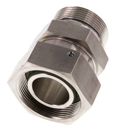 38S & G1-1/2'' RVS Rechte Draaidoorvoer Buitendraad 315bar FKM O-ring en Afdichtconus Verstelbaar ISO 8434-1