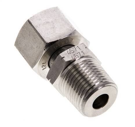 12L & 3/8'' NPT RVS Rechte Draaidoorvoer Buitendraad 315bar Verstelbaar ISO 8434-1