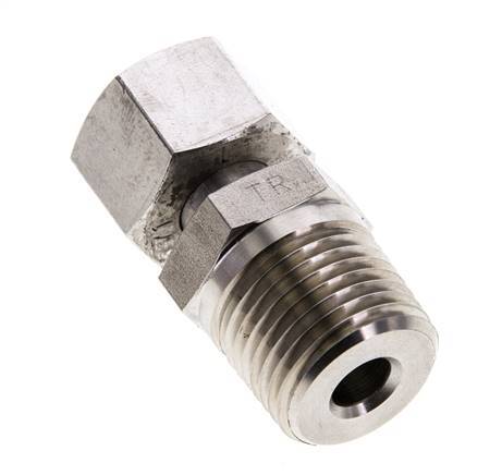 12L & 1/2'' NPT RVS Rechte Draaidoorvoer Buitendraad 315bar Verstelbaar ISO 8434-1