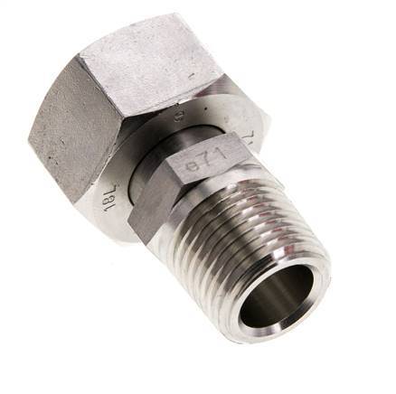 18L & 1/2'' NPT RVS Rechte Draaidoorvoer Buitendraad 315bar Verstelbaar ISO 8434-1