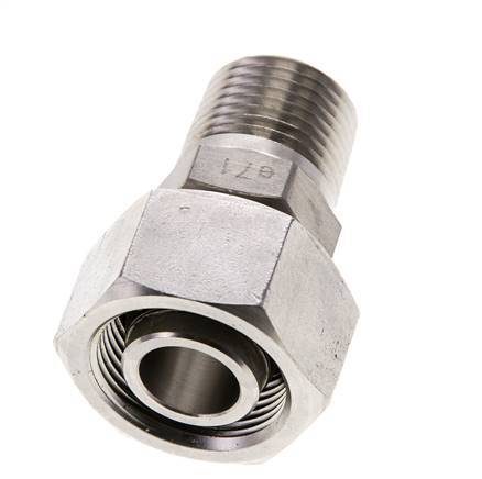 18L & 1/2'' NPT RVS Rechte Draaidoorvoer Buitendraad 315bar Verstelbaar ISO 8434-1