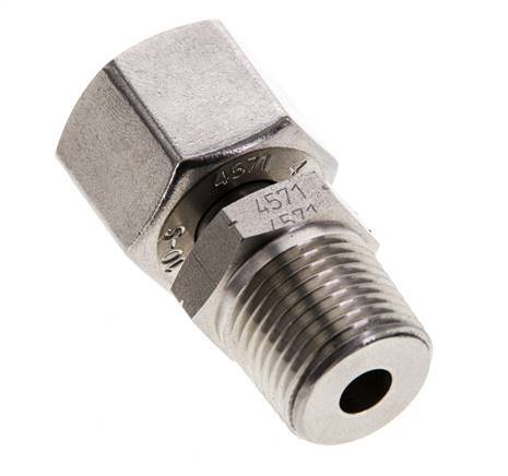 10S & 3/8'' NPT RVS Rechte Draaidoorvoer Buitendraad 630bar Verstelbaar ISO 8434-1