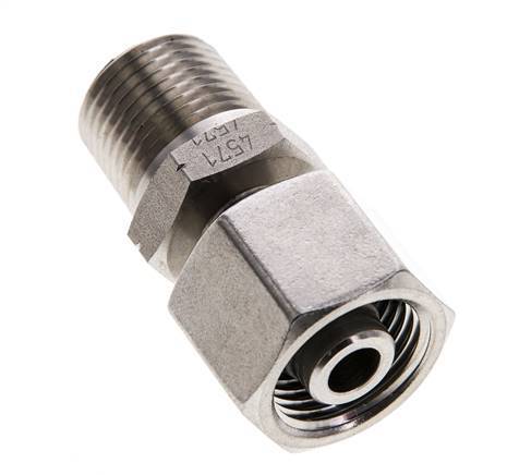 10S & 3/8'' NPT RVS Rechte Draaidoorvoer Buitendraad 630bar Verstelbaar ISO 8434-1