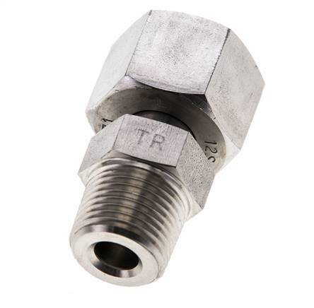 12S & 3/8'' NPT RVS Rechte Draaidoorvoer Buitendraad 630bar Verstelbaar ISO 8434-1