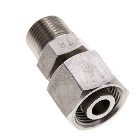 12S & 3/8'' NPT RVS Rechte Draaidoorvoer Buitendraad 630bar Verstelbaar ISO 8434-1