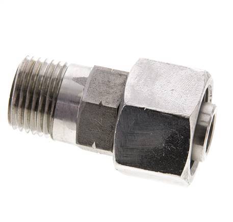 16S & 1/2'' NPT RVS Rechte Draaidoorvoer Buitendraad 400bar Verstelbaar ISO 8434-1