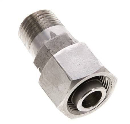 16S & 1/2'' NPT RVS Rechte Draaidoorvoer Buitendraad 400bar Verstelbaar ISO 8434-1