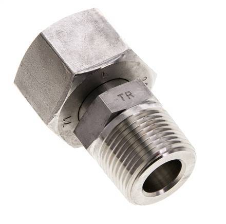 20S & 3/4'' NPT RVS Rechte Draaidoorvoer Buitendraad 400bar Verstelbaar ISO 8434-1