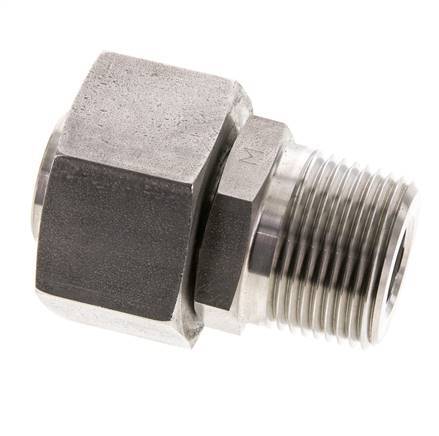 25S & 1'' NPT RVS Rechte Draaidoorvoer Buitendraad 400bar Verstelbaar ISO 8434-1