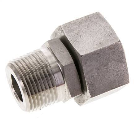 25S & 1'' NPT RVS Rechte Draaidoorvoer Buitendraad 400bar Verstelbaar ISO 8434-1