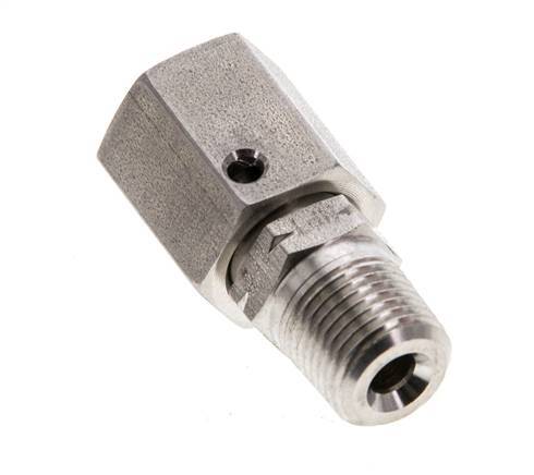6L & 1/8'' NPT RVS Rechte Draaidoorvoer Buitendraad 315bar FKM O-ring en Afdichtconus Verstelbaar ISO 8434-1