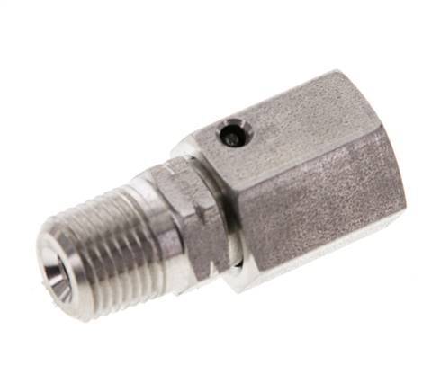 6L & 1/8'' NPT RVS Rechte Draaidoorvoer Buitendraad 315bar FKM O-ring en Afdichtconus Verstelbaar ISO 8434-1