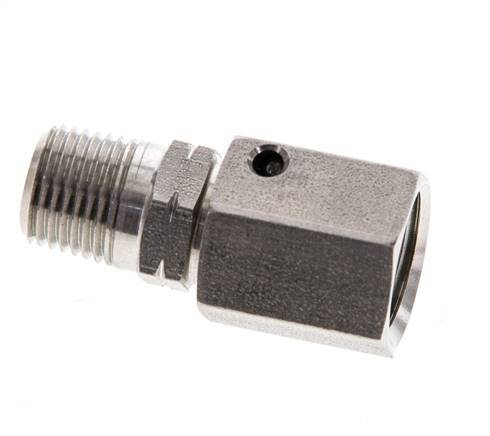 6L & 1/8'' NPT RVS Rechte Draaidoorvoer Buitendraad 315bar FKM O-ring en Afdichtconus Verstelbaar ISO 8434-1