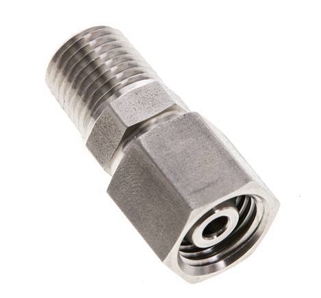 8L & 1/4'' NPT Stainless Steel Straight Swivel with Male Threads 315 bar FKM O-ring Sealing Cone Adjustable ISO 8434-1