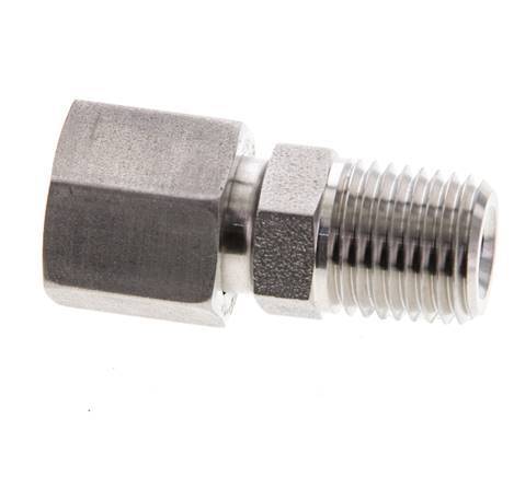 8L & 1/4'' NPT Stainless Steel Straight Swivel with Male Threads 315 bar FKM O-ring Sealing Cone Adjustable ISO 8434-1