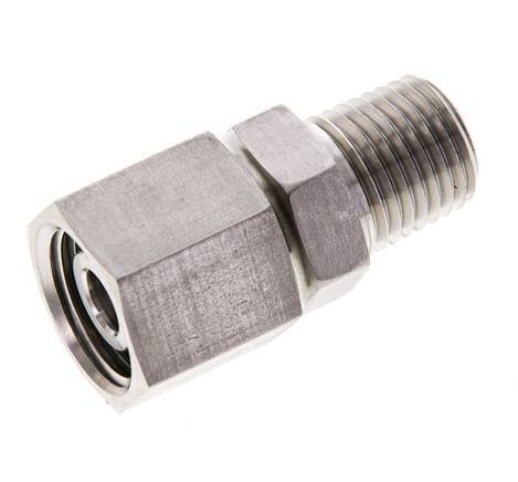 10L & 1/4'' NPT RVS Rechte Draaidoorvoer Buitendraad 315bar FKM O-ring en Afdichtconus Verstelbaar ISO 8434-1