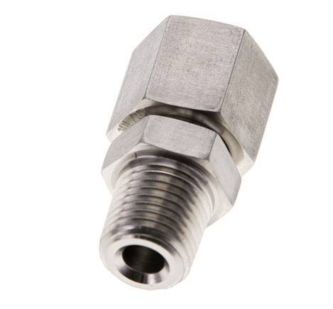 10L & 1/4'' NPT RVS Rechte Draaidoorvoer Buitendraad 315bar FKM O-ring en Afdichtconus Verstelbaar ISO 8434-1