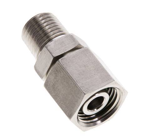 10L & 1/4'' NPT RVS Rechte Draaidoorvoer Buitendraad 315bar FKM O-ring en Afdichtconus Verstelbaar ISO 8434-1