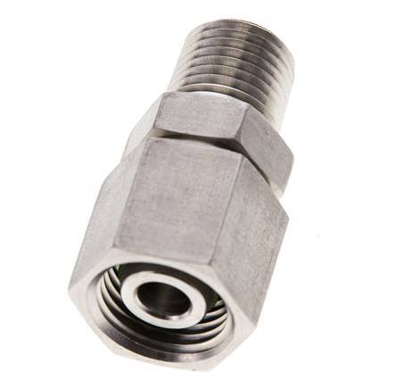 10L & 1/4'' NPT RVS Rechte Draaidoorvoer Buitendraad 315bar FKM O-ring en Afdichtconus Verstelbaar ISO 8434-1