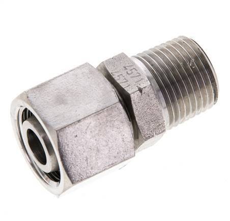 12L & 3/8'' NPT RVS Rechte Draaidoorvoer Buitendraad 315bar FKM O-ring en Afdichtconus Verstelbaar ISO 8434-1