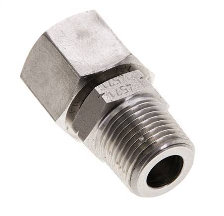 12L & 3/8'' NPT RVS Rechte Draaidoorvoer Buitendraad 315bar FKM O-ring en Afdichtconus Verstelbaar ISO 8434-1