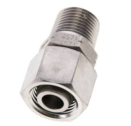 12L & 3/8'' NPT RVS Rechte Draaidoorvoer Buitendraad 315bar FKM O-ring en Afdichtconus Verstelbaar ISO 8434-1