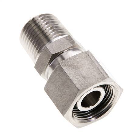 15L & 1/2'' NPT RVS Rechte Draaidoorvoer Buitendraad 315bar FKM O-ring en Afdichtconus Verstelbaar ISO 8434-1