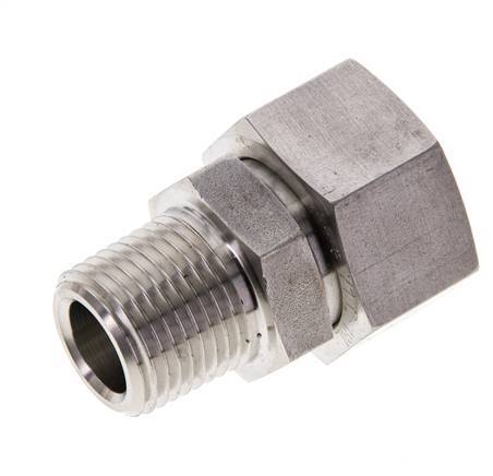 18L & 1/2'' NPT RVS Rechte Draaidoorvoer Buitendraad 315bar FKM O-ring en Afdichtconus Verstelbaar ISO 8434-1